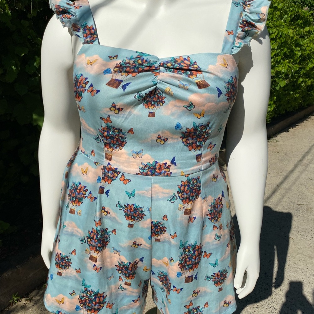 Voodoo Vixen Blue Butterfly Print Romper